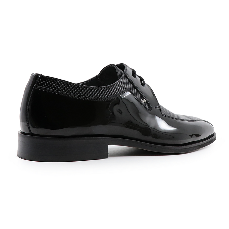 Pantofi derby bărbați Enzo Bertini negri din piele lăcuită 3385bp2224ln