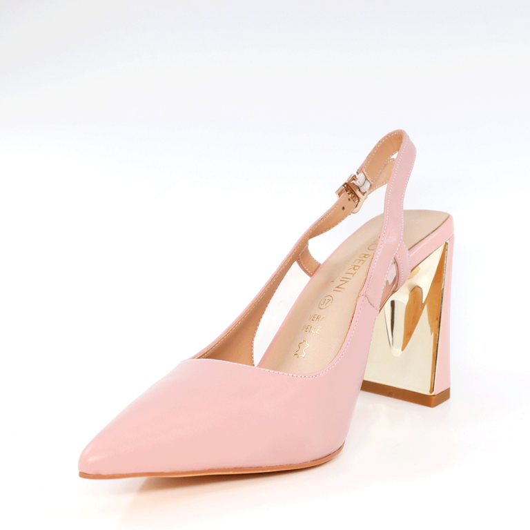 Pantofi decupați femei Enzo Bertini roz cu toc 1125DD2607RO