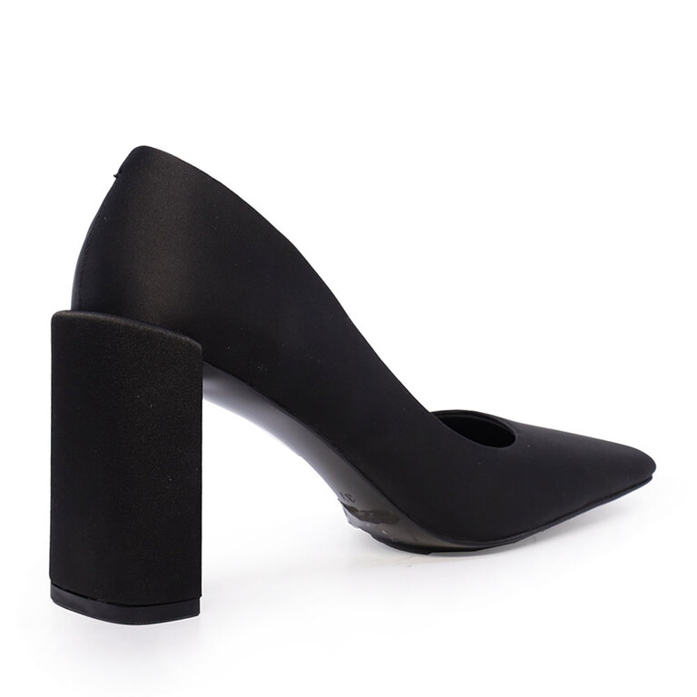 Pantofi tip d'orsay femei Enzo Bertini negri din mătase cu toc gros 1627DD1388N