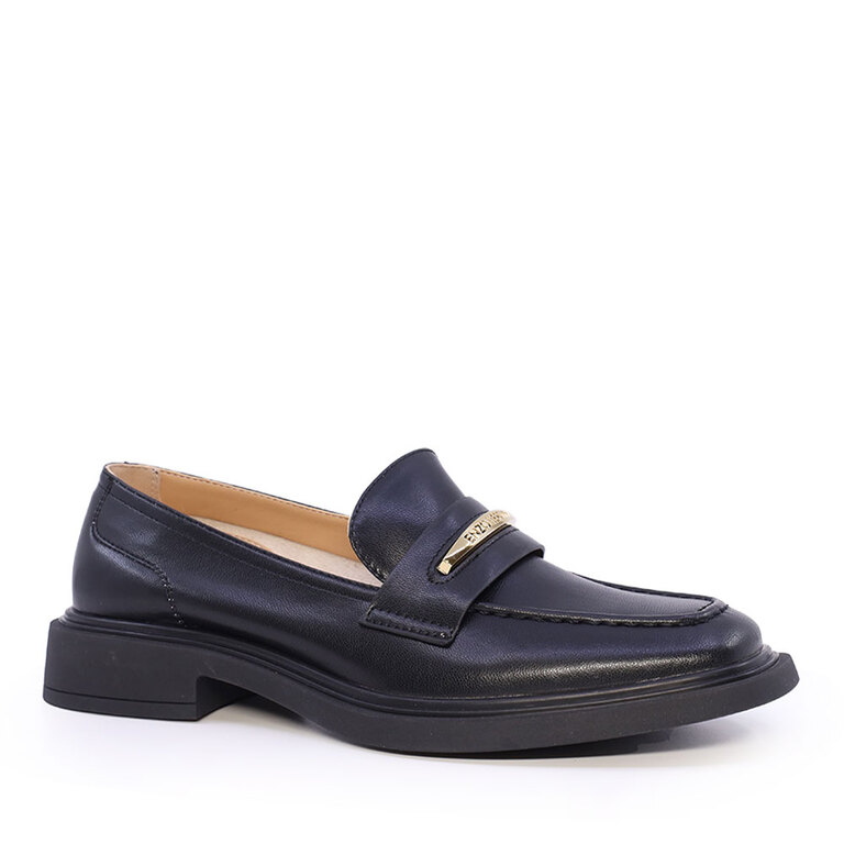 Pantofi tip loafer femei Enzo Bertini negri  din piele naturală 1127DP1143N