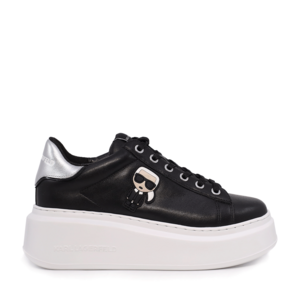 Sneakers femei Karl Lagerfeld  Anakapri negri din piele cu emblemă 2056DP63530N