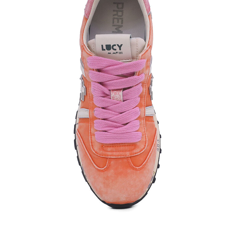 Sneakers femei Premiata Lucy-D Heritage portocalii din textil și piele 1697DP6755PO