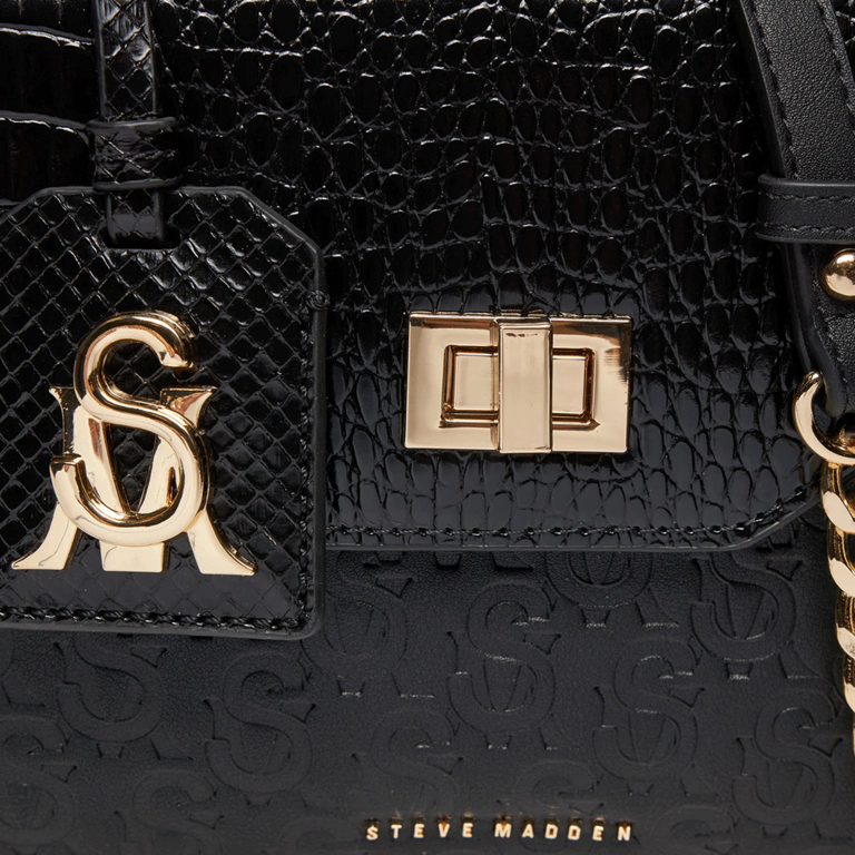 Poșetă satchel femei Steve Madden neagră cu presaj 3D 1667POSSBFABIOCN