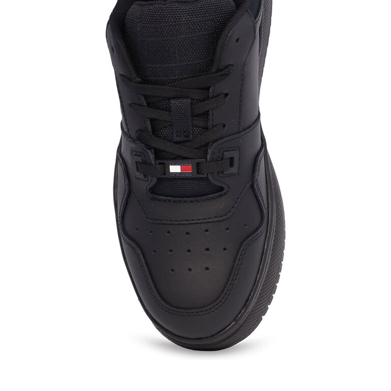 Sneakers femei Tommy Hilfiger negri din piele naturală cu logo lateral 3417DP2506N