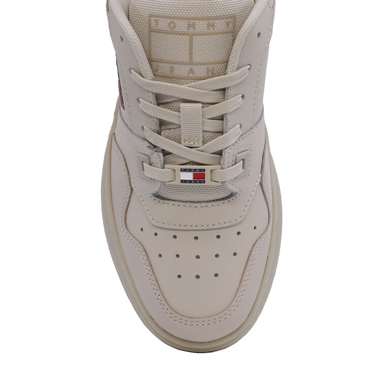 Sneakers femei Tommy Hilfiger taupe din piele naturală cu logo lateral 3417DP2506TA