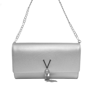 Poșetă plic femei Valentino argintie cu logo 1957PLS1R401GAG